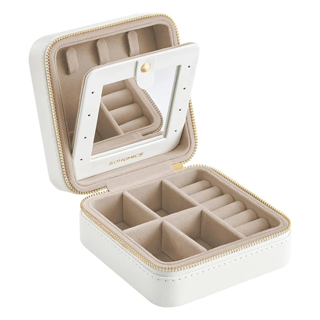 Boîte à bijoux de voyage Songmics JBC146BEV2 - Blanc nuage - Compacte avec miroir et rangements