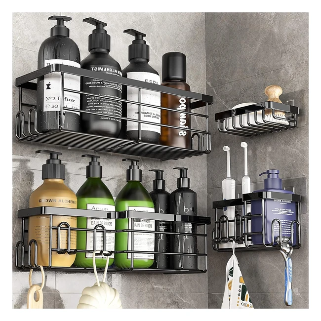 Estantería Organizadora de Baño 4 Piezas - Acero Inoxidable - Sin Taladro - Coovee