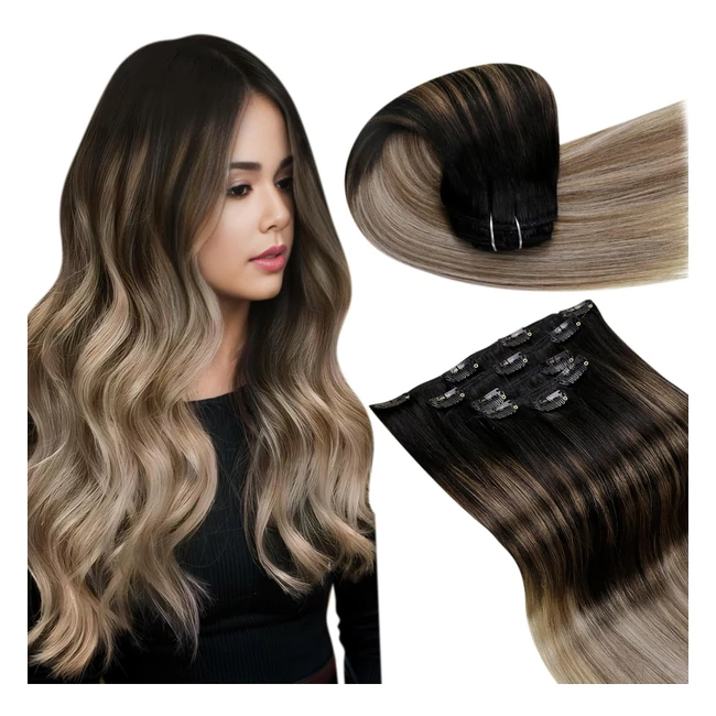 Estensioni Capelli Veri Clip Laavoo 5pcs 80g 30cm Nero Naturale Marrone Chiaro Biondo Scuro Balayage