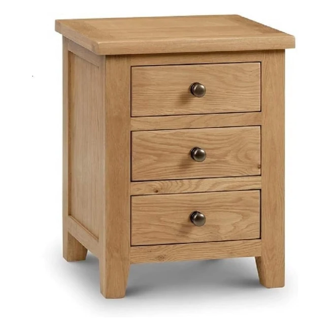 Julian Bowen Marlborough 3 Drawer Bedside Oak - Chunky Top, Clean Lines, Waxed Finish