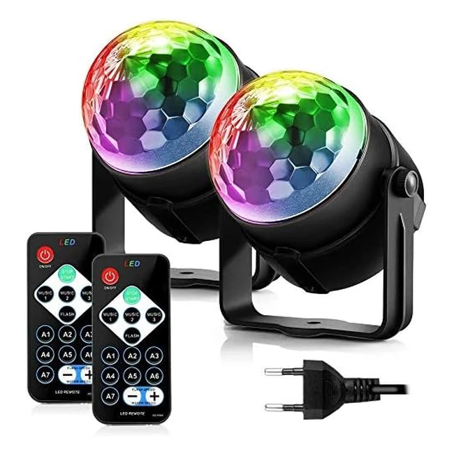 Fimei Luces Discoteca 2 Pcs Bola Discoteca Activadas por Sonido Control Remoto RGB 7 Colores