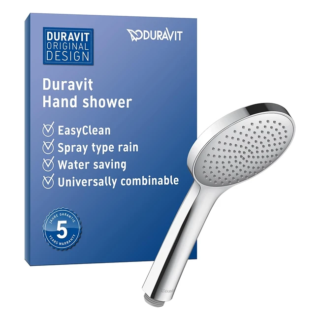Duravit Universal Douchette Pommeau de Douche Rond 110mm - Jet Rain - Fonction Minusflow - Economie d'eau - Chrom