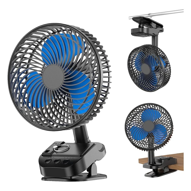 Ventilador USB 4 en 1 8 Pinza 10000mAh Recargable 5 Velocidades