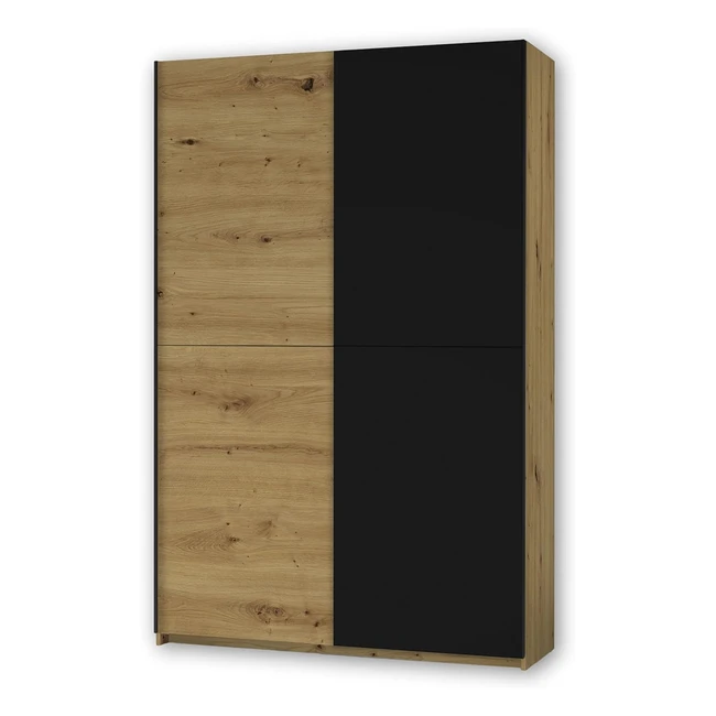 Stella Trading Fast Eleganter Kleiderschrank Garderobenschrank Artisan Eiche Schwarz 125x195x38 cm