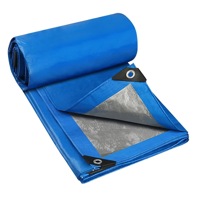 Yijuhou Tarpaulin Waterproof Heavy Duty 3m x 4m 115 GSM Blue Tarps Sheet