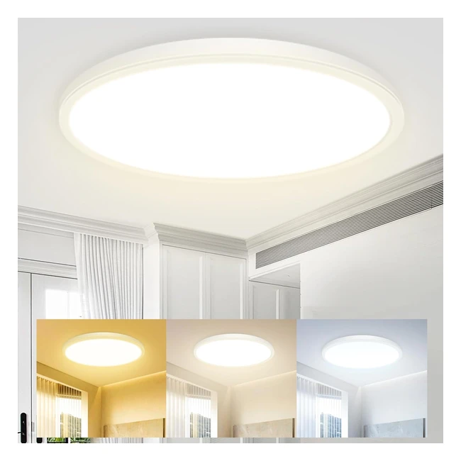 Plafón LED Cocina 24W 2100lm 3 Colores 3000-4500-6000K Ref. 22cm Techoultra Delgado