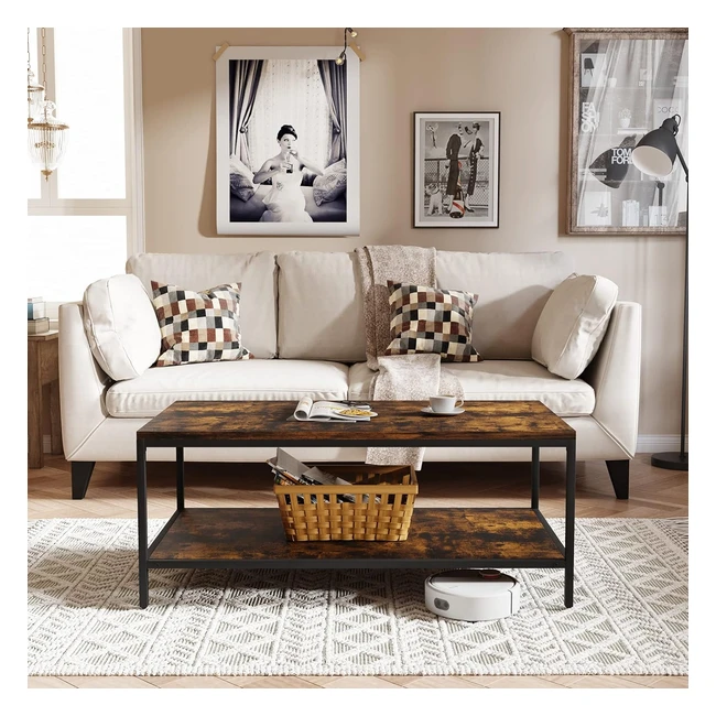 Novilla Coffee Table 2 Tier Rustic Brown Industrial Style 110x60x45cm