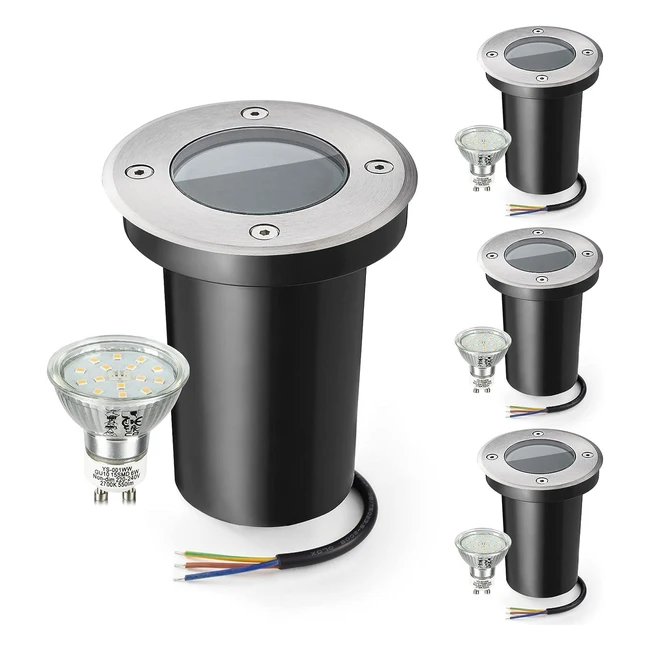 Faretto Incasso Esterni IP67 Bojim GU10 6W 2700K - Set 4 Luci LED