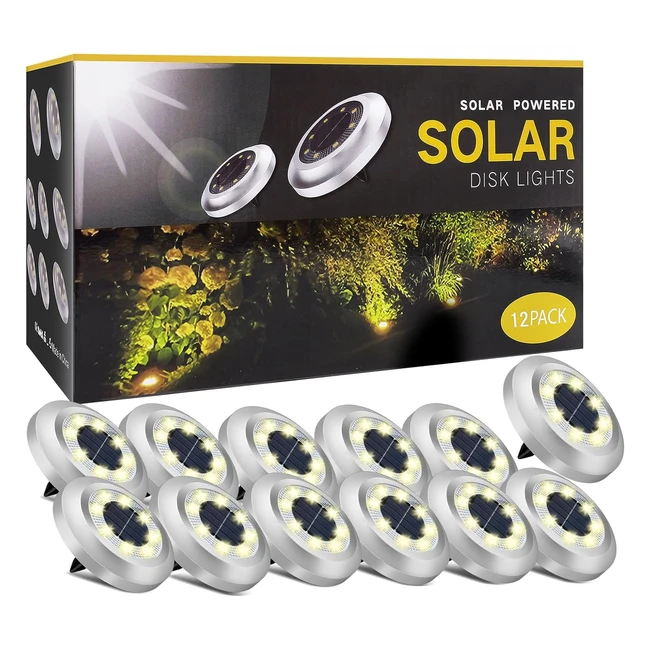 zfitei Solar Lights Outdoor Garden12 Packs - Waterproof Inground Lights - Decor Garden Decorations - Warm White