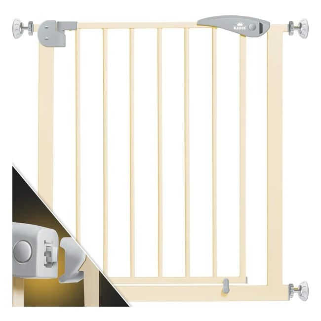 Kidiz Türschutzgitter Treppengitter Kindergitter Haustiergitter ohne Bohren schwenkbar beidseitig beige 74x87 cm