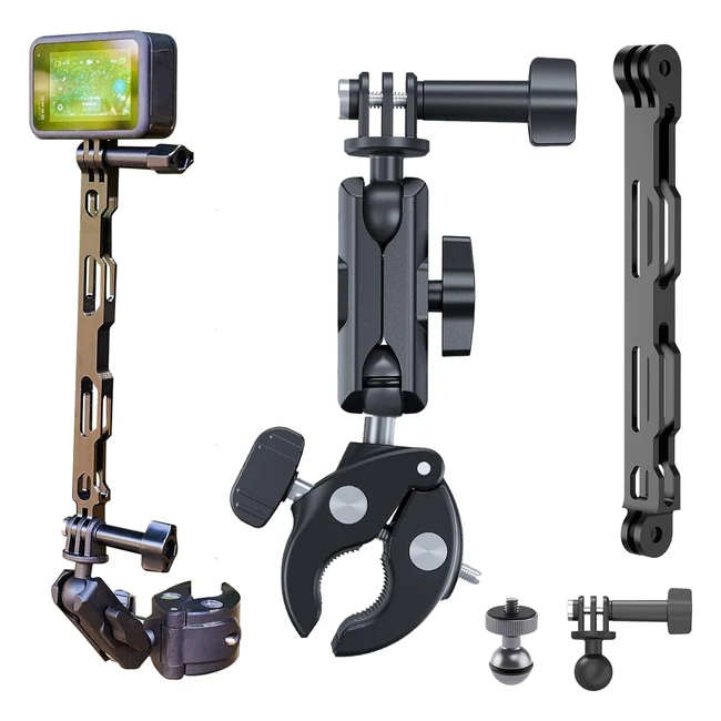 Telesin Supporto Morsetto Bici Moto Asta Prolunga Alluminio Kit Telefono Gopro