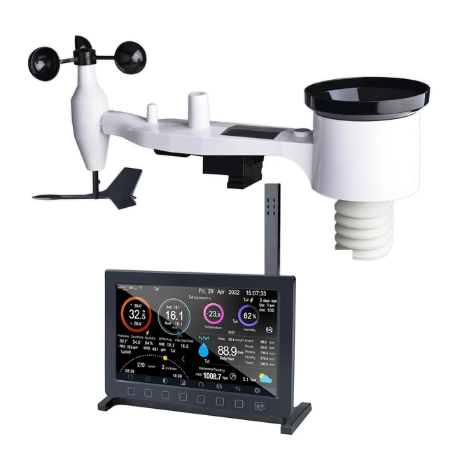 Stazione Meteo Ecowitt HP2561 7 in 1 WiFi Solar Powered - Monitoraggio Remoto - Previsioni Meteo - Schermo TFT 7 pollici