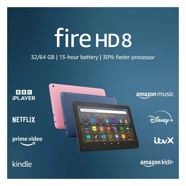 Amazon Fire HD 8 Tablet - 2022 Release - 8inch HD Display - 32GB - Faster Processor - Portable Entertainment