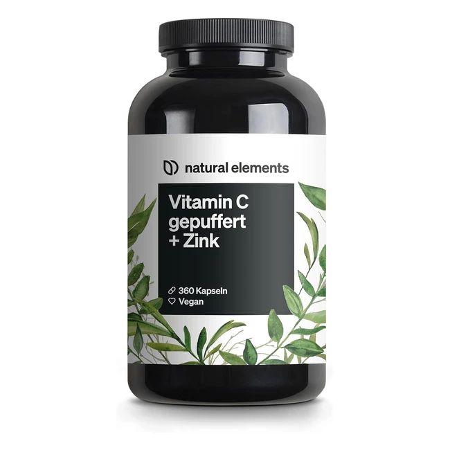 Vitamin C 360 Kapseln Hochdosiert 1000 mg 15 mg Zink Pufferformel Pflanzlich Vegan