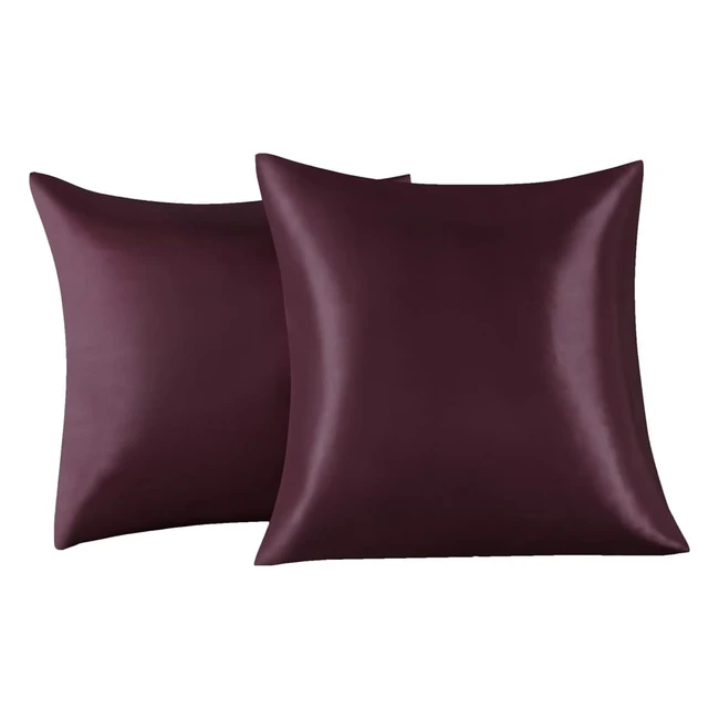 Lot de 2 taies oreiller satin rouge 65x65cm doux et antichute de cheveux