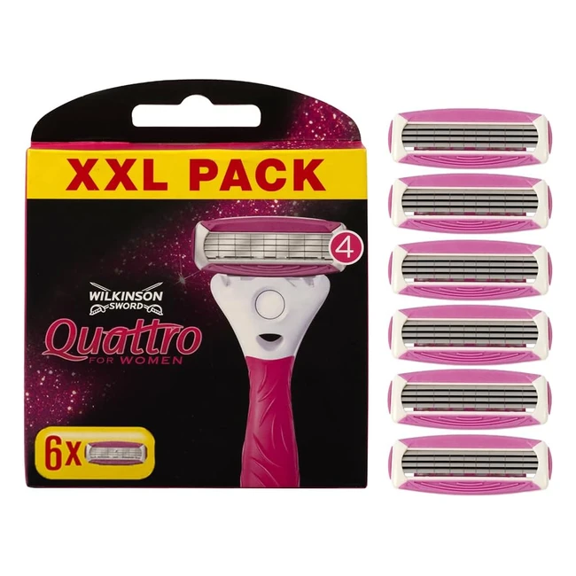 Wilkinson Sword Quattro for Women Smooth Glide - Pack of 6 Razor Blade Refills
