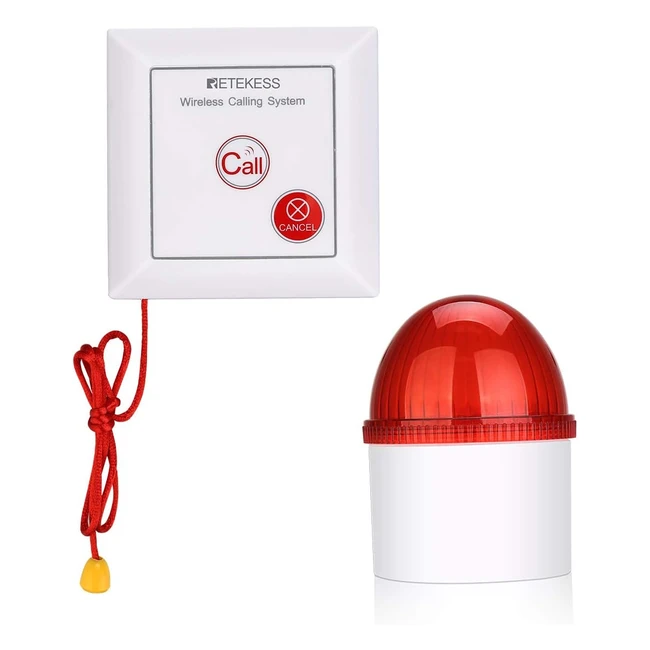 Sistema de Alarma Retekess TH103 Botón Emergencia Impermeable IP54 - Personas Mayores Discapacitadas - 1 Botón 1 Receptor
