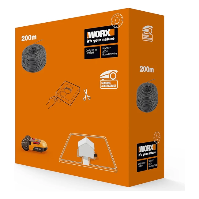 worx wa0177 Boundary Wire 200m für Landroid Mähroboter - Robustes Begrenzungskabel