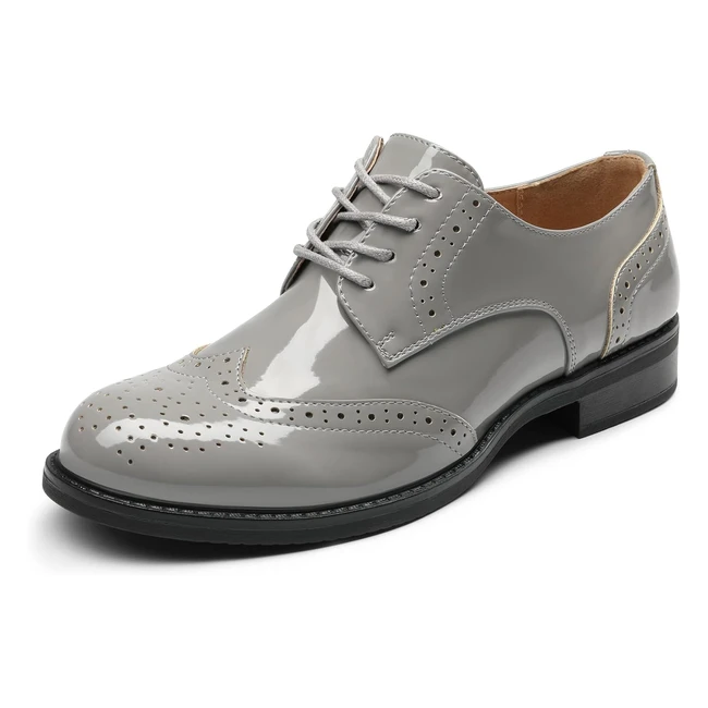Derby Richelieu Femme Simili Cuir Vernis Lacets SDOX2201WE Lightgrey 38 EUR