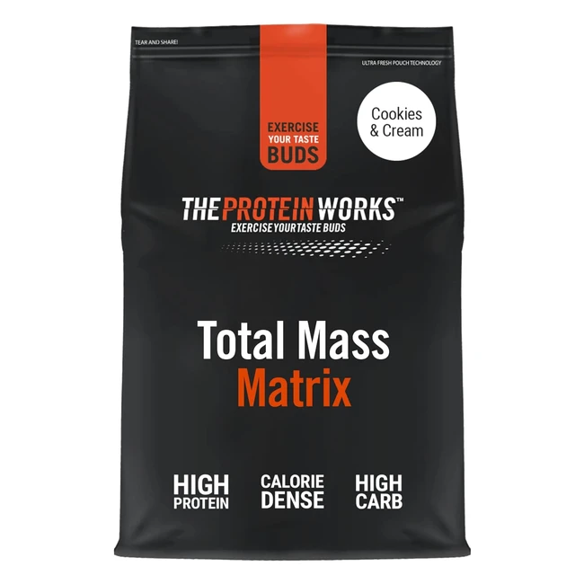 Protein Works Total Mass Matrix - Ganancia Muscular - Polvo Proteico - Galletas con Nata 2kg