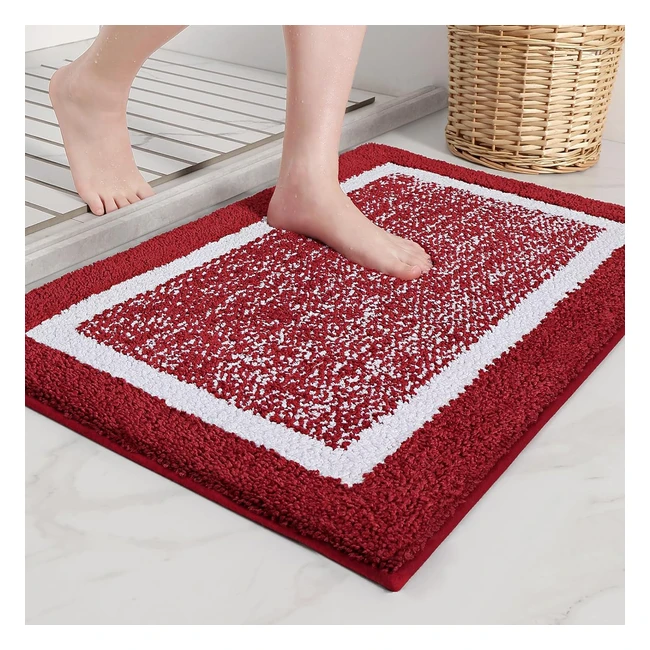 ColorGeometry Microfiber Soft Bath Mat 50 x 80 cm Nonslip Red