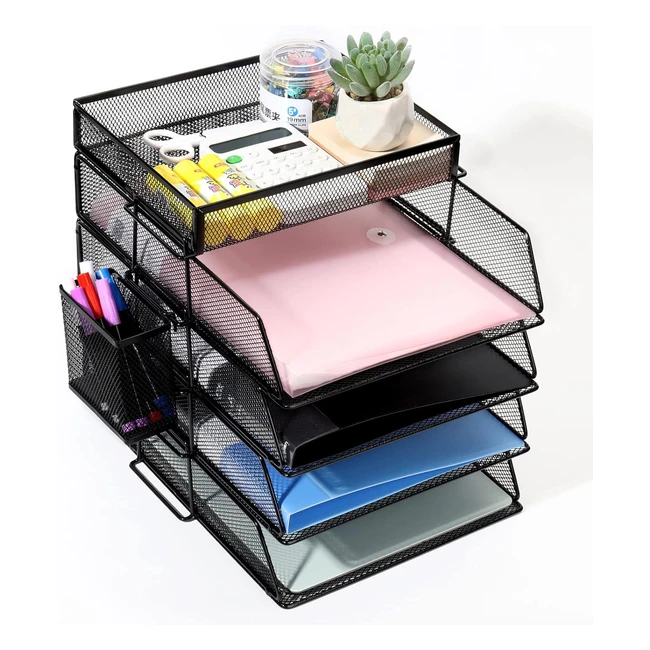 Bandeja Cinnani para Cartas 4 Niveles - Organizador de Metal Negro