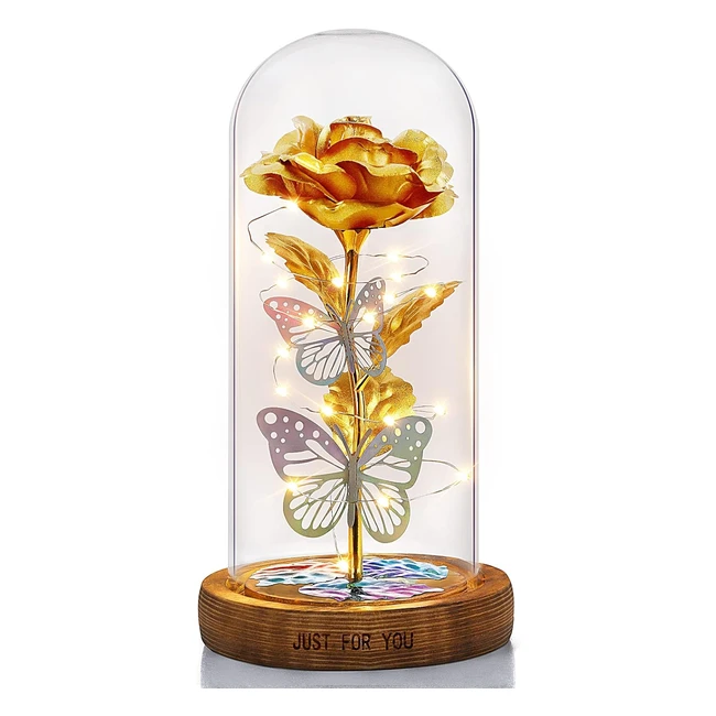 Leiton Rosa Eterna Galaxy Rose LED Cupola Vetro - Regalo Festa Mamma