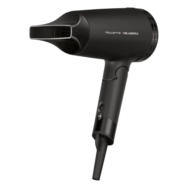 Asciugacapelli Rowenta X Karl Lagerfeld CV184L - 2 Impostazioni Velocità/Temperatura - Tecnologia Effiwatt - Nero