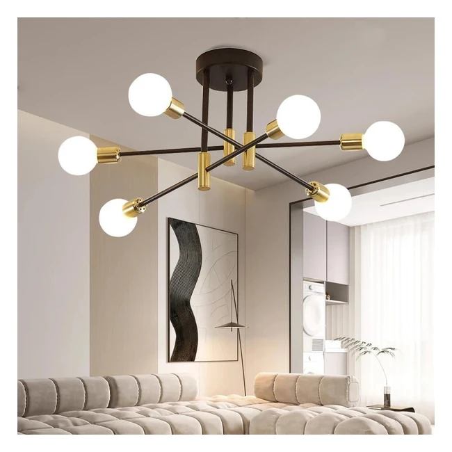 Lámpara Techo Vintage Negro 72cm E27 6 Luces - Ángulo 180° - Industrial Moderna