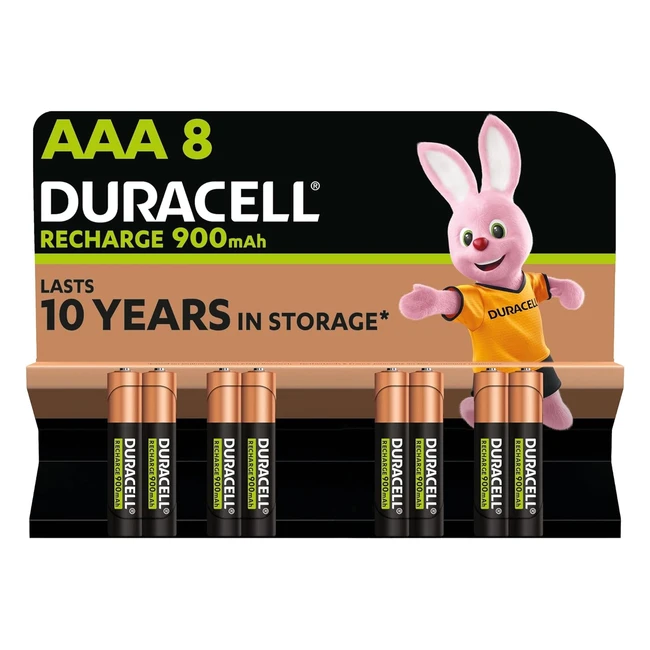 Duracell Pilas Recargables AAA 900mAh Paquete de 8 - Nuestras Pilas No. 1 en Duración