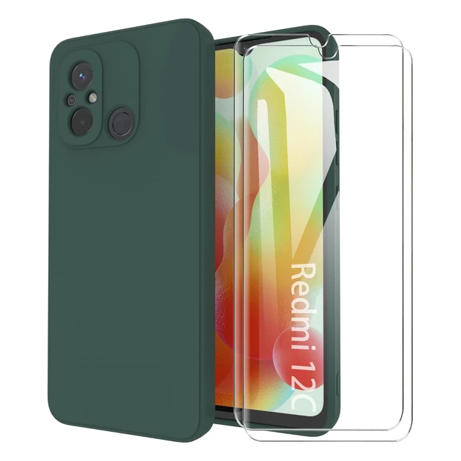 Cover Xiaomi Redmi 12c 11a 671 Verde Scuro + Pellicola Vetro Temperato