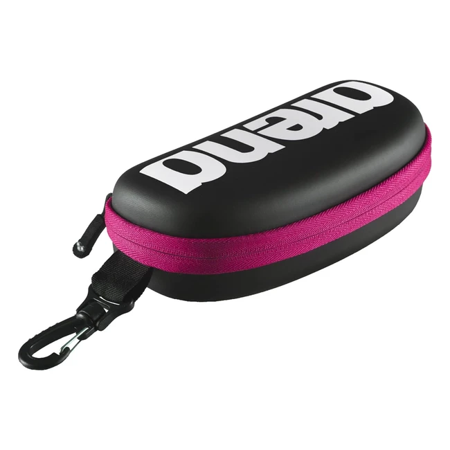Arena Schwimmbrillenetui für Schwimmbrillen Hartschale Karabiner Schwarz Weiß Fuchsia 509