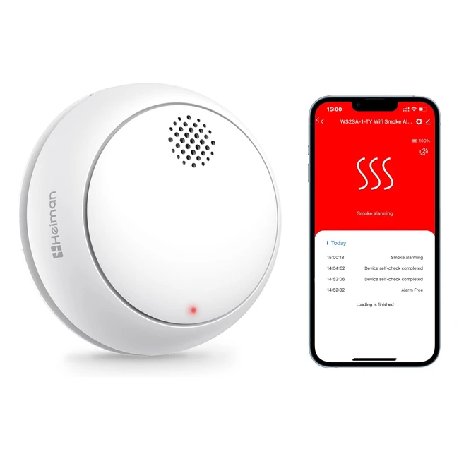 Detector de Humo Inteligente WiFi Heiman con Pila de Litio Reemplazable DIN EN14604 Alarma 85 dB