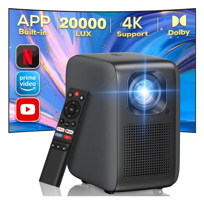 Proyector Portátil Netflix Prime Video Youtube 1080p 20000 Lúmenes 4K Dolby Audio HDR10 iZeeker WiFi Bluetooth