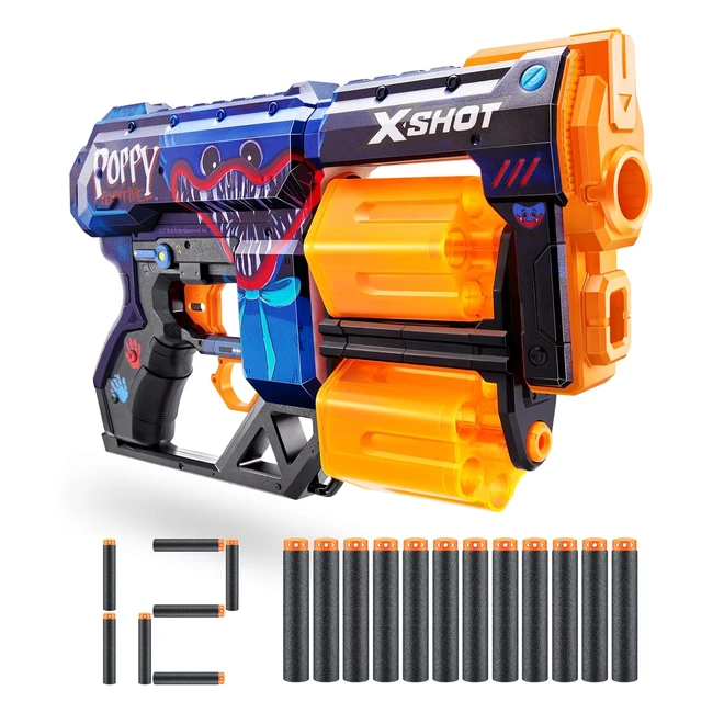Xshot Skin Xshot Dread Poppy 12 Freccette Schiuma Dart Blaster 36651 - Potenza di Fuoco e Doppio Divertimento