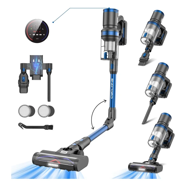 Vistefly V12 Flex Aspirapolvere Senza Fili Potente 38000Pa - Scopa Elettrica Pieghevole 180° Touchscreen 60 Min - Blu