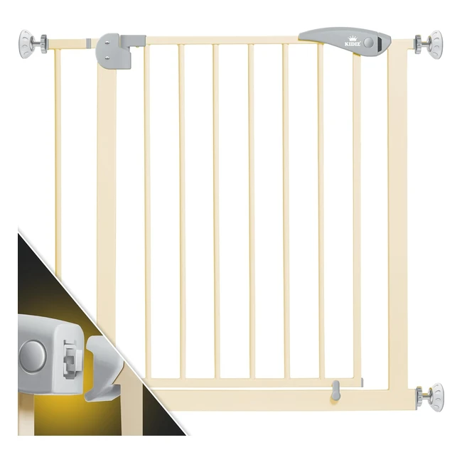Kidiz Türschutzgitter Treppenschutzgitter Kindergitter Haustiergitter ohne Bohren schwenkbar beidseitig beige 8194 cm