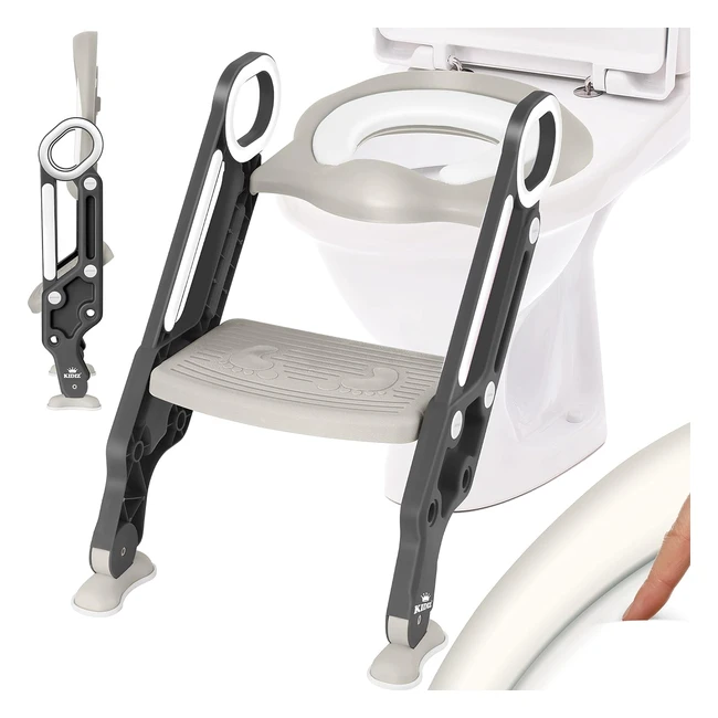 KIDIZ Kinder Toilettensitz mit Treppe und Griffen, klappbar, Lern-Toilette, bequemes Kissen, breite Stufen, höhenverstellbar