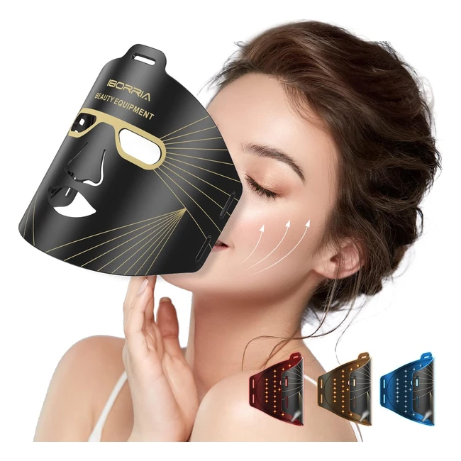 Maschera LED Iborria Terapia Luce Rossa 3 Colori - Pelle Casa Nero