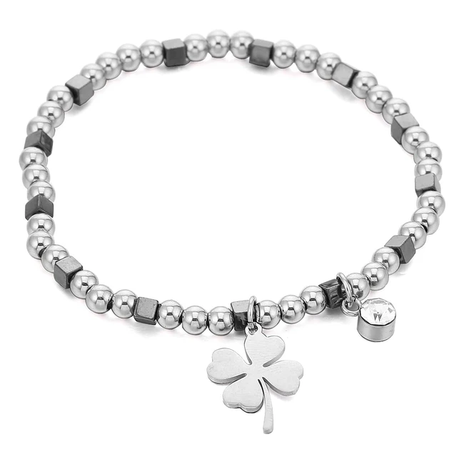 Bracciale Elastico Ouran in Acciaio Inox con Perline e Cristallo - Regalo per Donne
