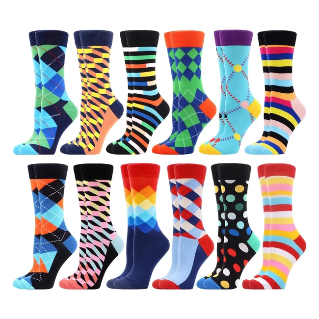Chaussettes Wecibor pour femmes en coton fantaisie - Lot de 12 paires - Taille 39-42