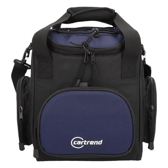Cartrend Kühltasche 16L mit 12V Auto Anschlusskabel 150m lang verstellbarer Schultergurt 3 Front- und Seitentaschen mit Reißverschluss pflegeleichte Innenbeschichtung