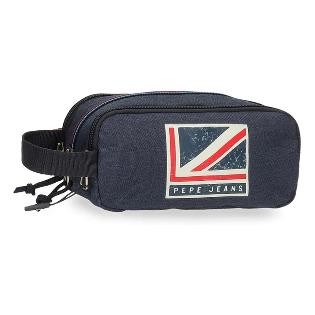 Estuche Triple Pepe Jeans Aidan Azul 22x10x9 cms Poliéster Organizador Viaje