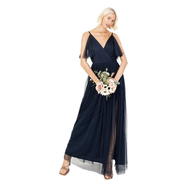 Anaya with Love Damen Maxi-Kleid Kurzarm Cami V-Ausschnitt lang Empire-Taille Brautjungfer Hochzeitsgast Abendkleid