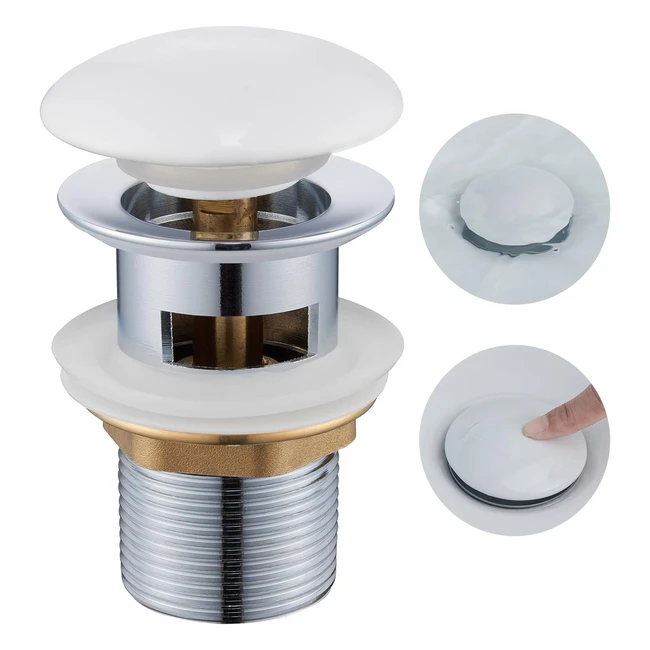 Piletta Lavabo Bagno Universale G1 1/4 con Troppopieno e Click Clack - Ceramica Bianca