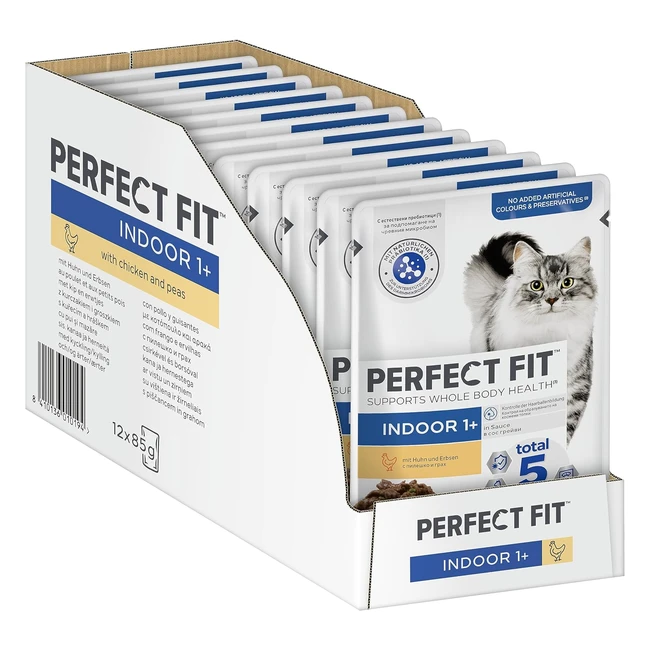 Perfect Fit Indoor 1 Nassfutter für erwachsene Hauskatzen ab 1 Jahr, unterstützt Vitalität, verschiedene Sorten