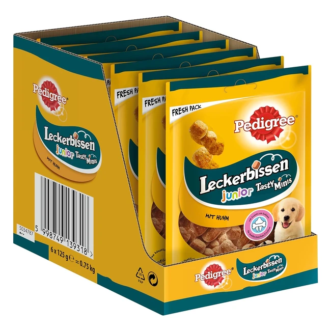 Pedigree Leckerbissen Junior Hundesnacks Welpen Huhn Training Vorratspack 6 x 125g