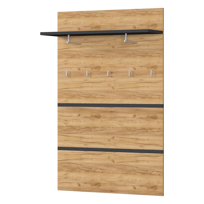 Guardaroba GWLissabon 3475562 - Pannello con Asta Metallo e 5 Ganci - Antracite/Rovere Navarra