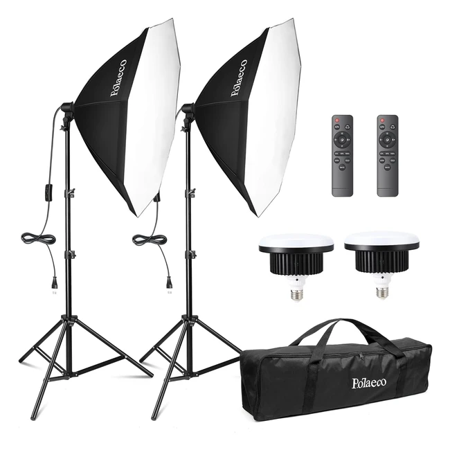 Set Softbox LED Potaeco 150W E27 Dimmerabile 30006500K per Studio Fotografico