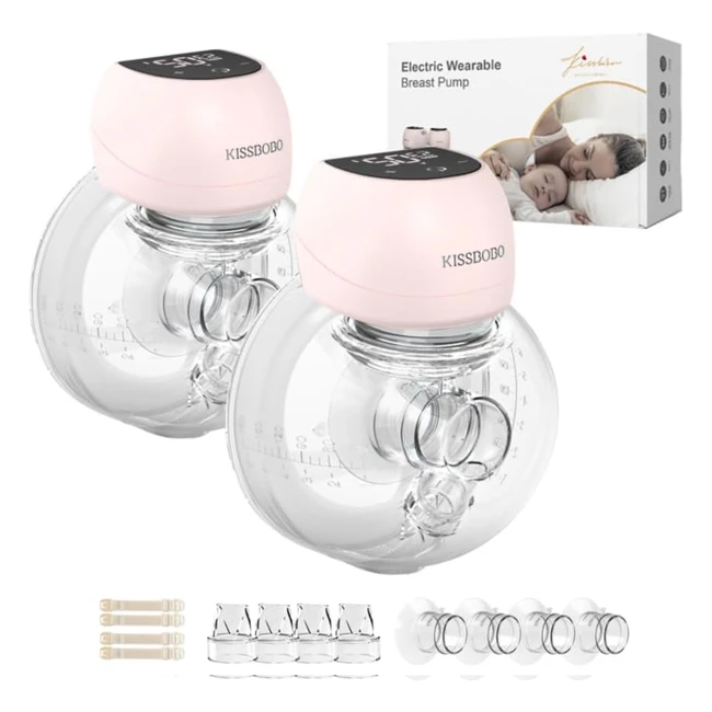 Hands-Free Wearable Electric Breast Pump - Kissbobo W4 Modes 12 Levels LED Display